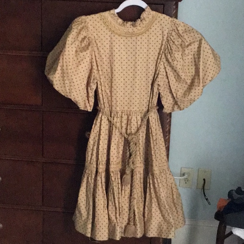 Khaki and brown polka dot short dress. Worn once